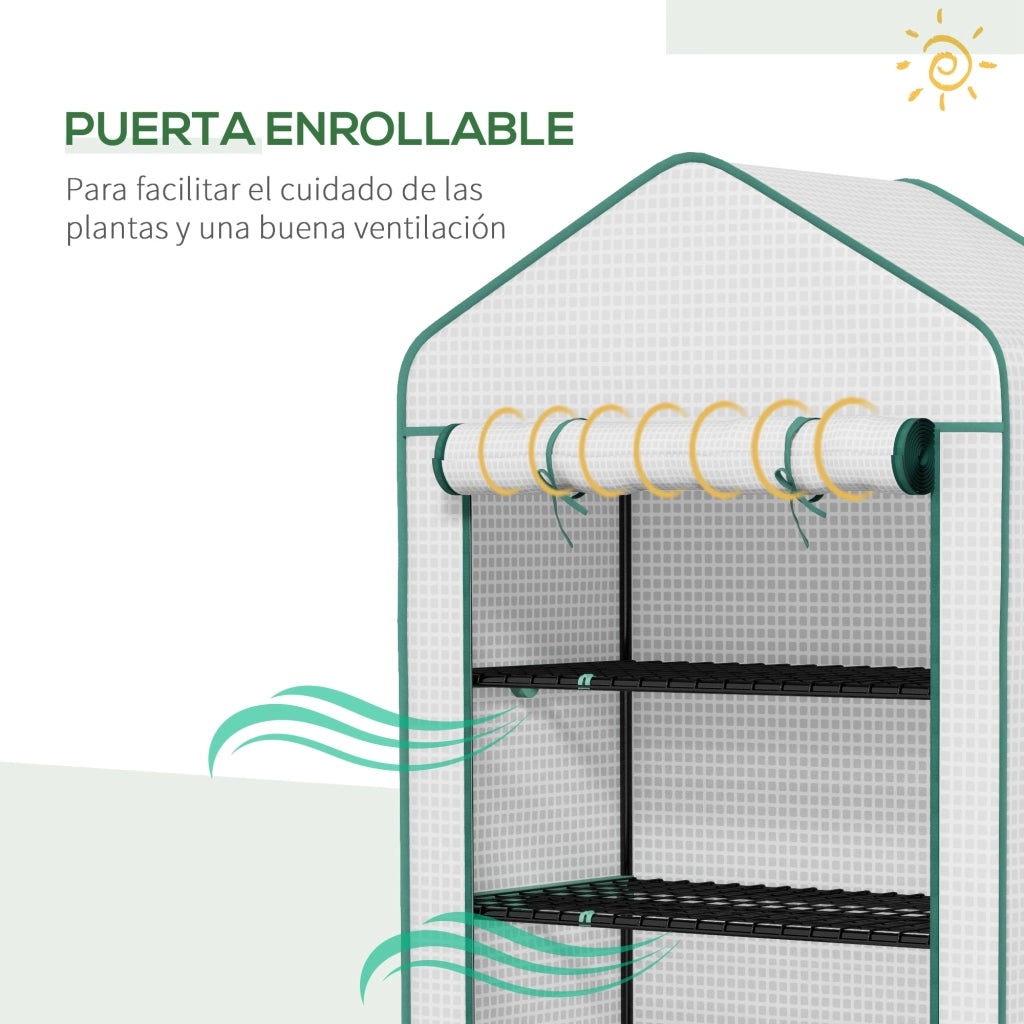 Serra Giardino a 5 Ripiani con Porta a Cerniera ¨C zephmum ¨C 90x49x193 cm Bianco