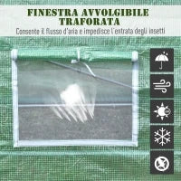Serra per Piante a Tunnel, Serra per Orto da Esterno con Porta Avvolgibile e 8 Finestre, 6x3x2 m, in Acciaio e PE, Verde