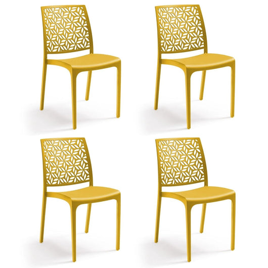 Marvin Sedia in Polipropilene Ninfa, da Interno Esterno, Sedie Impilabili, Sedie Moderne Resistenti 4 SEDIE NINFA SENAPE