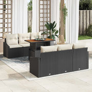 Set Divano da Giardino con cuscino 7 pcs Nero e Crema