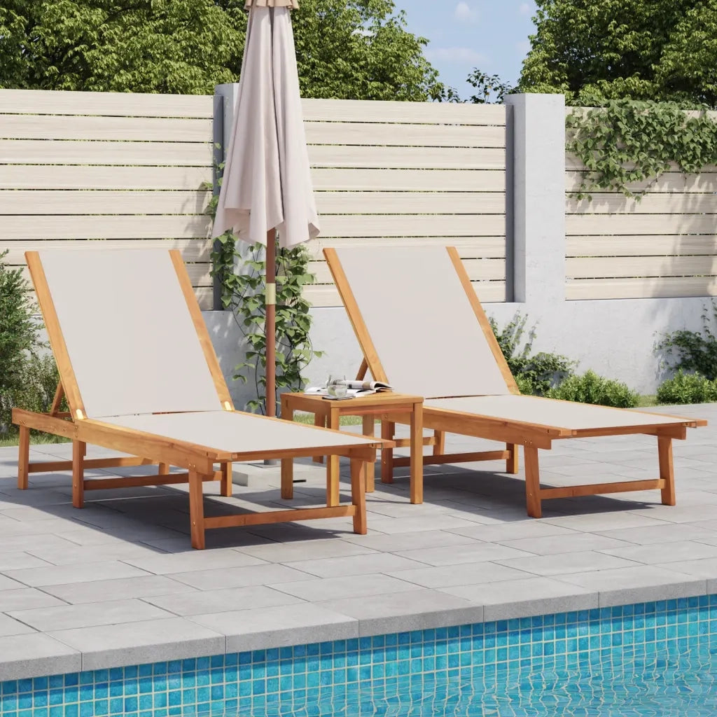 vidaXL Lettini Prendisole 2 pz Grigi Legno Massello Acacia e Textilene