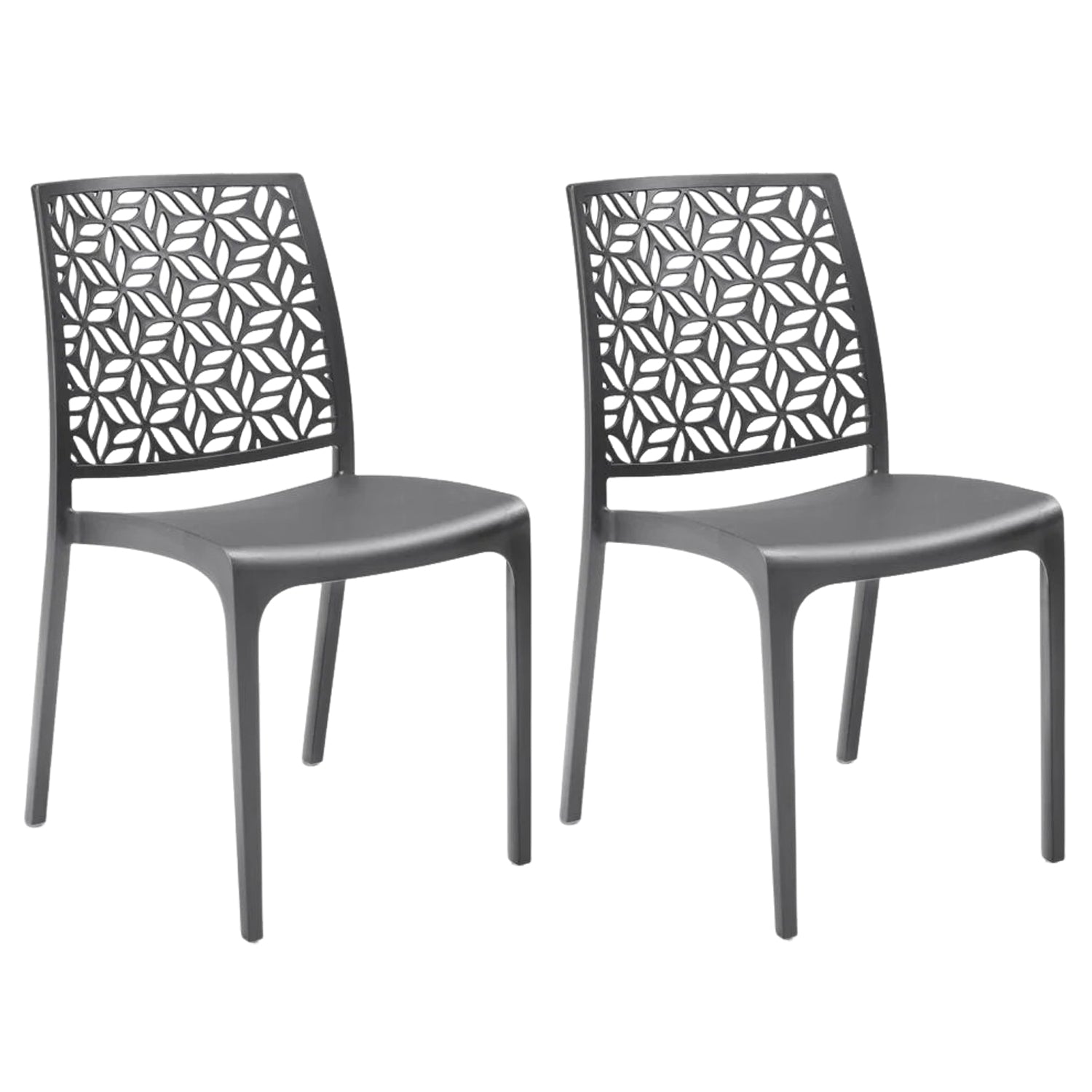 Marvin Sedia in Polipropilene Ninfa, da Interno Esterno, Sedie Impilabili, Sedie Moderne Resistent 2 SEDIE NINFA GRAFITE