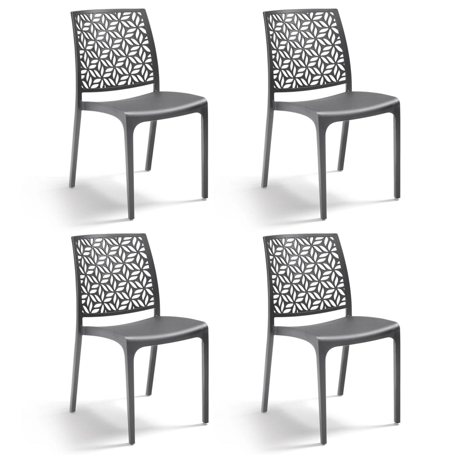 Marvin Sedia in Polipropilene Ninfa, da Interno Esterno, Sedie Impilabili, Sedie Moderne Resistent 4 SEDIE NINFA GRAFITE