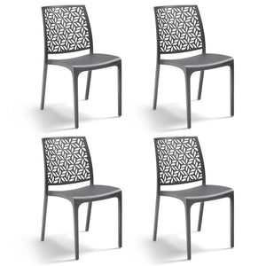 Marvin Sedia in Polipropilene Ninfa, da Interno Esterno, Sedie Impilabili, Sedie Moderne Resistent 4 SEDIE NINFA GRAFITE