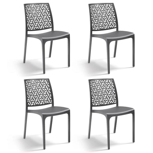 Marvin Sedia in Polipropilene Ninfa, da Interno Esterno, Sedie Impilabili, Sedie Moderne Resistent 4 SEDIE NINFA GRAFITE