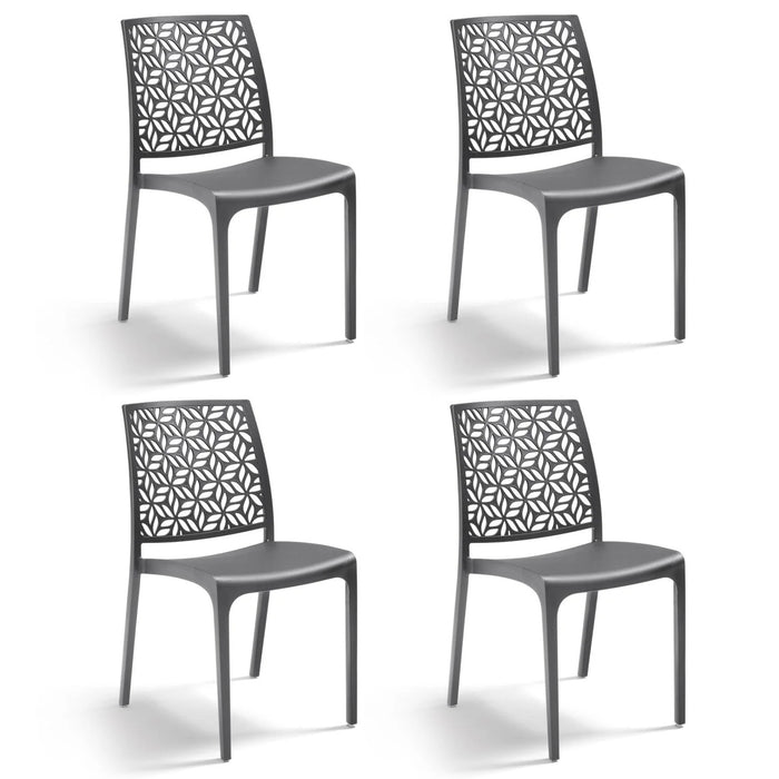 Marvin Sedia in Polipropilene Ninfa, da Interno Esterno, Sedie Impilabili, Sedie Moderne Resistent 4 SEDIE NINFA GRAFITE