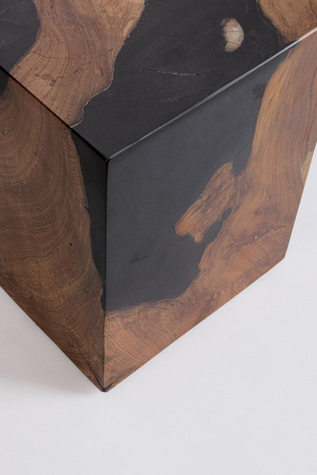 Tavolino Teak Nero Moderno da Interno 30x30 cm - MAX