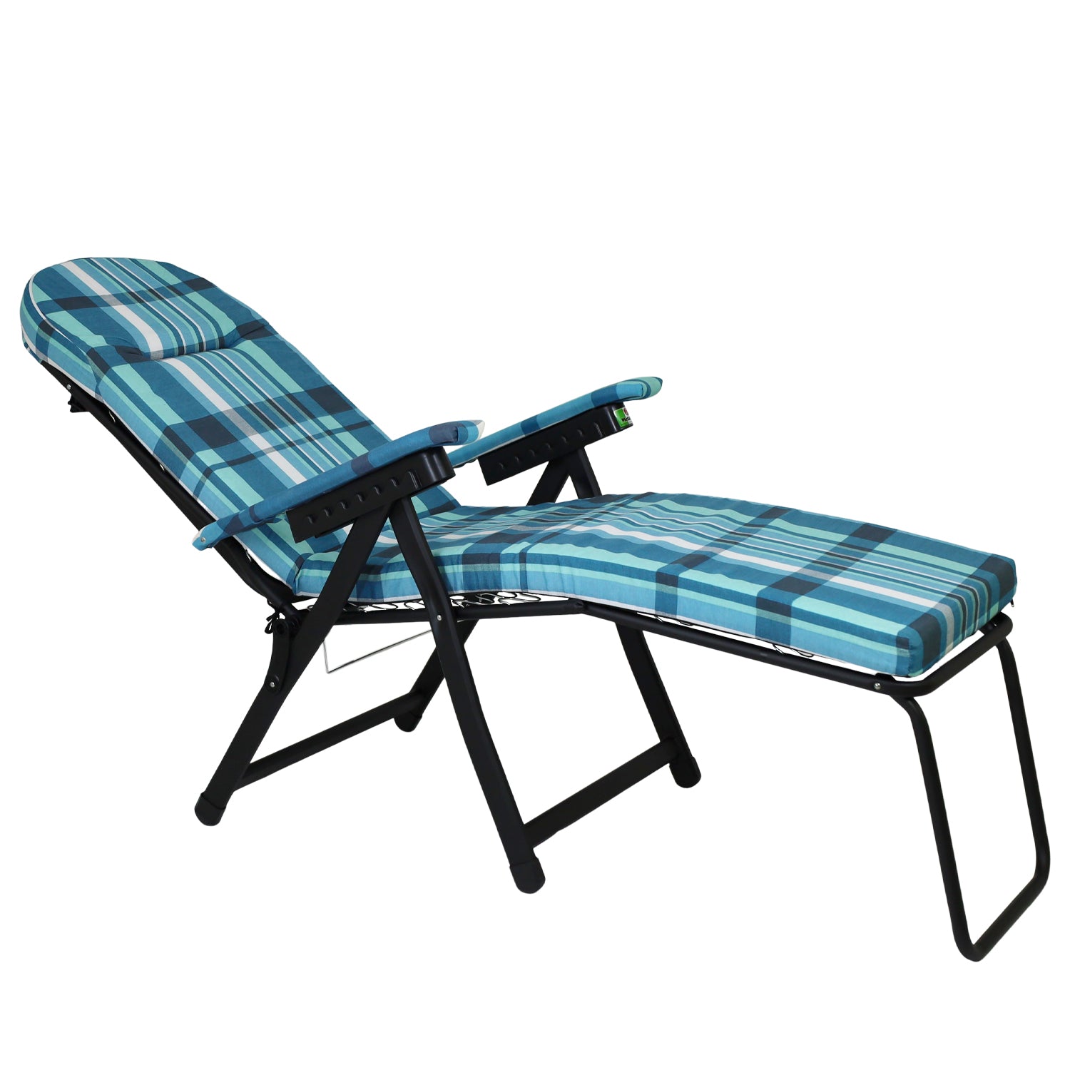 Marvin Poltrona Sdraio da Giardino con Poggiapiedi Barbara Sdraio Reclinabile Regolabile  Cuscino Imbot AZZURRO SCOZZESE