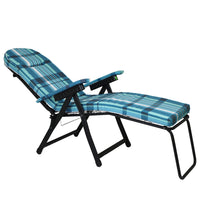 Marvin Poltrona Sdraio da Giardino con Poggiapiedi Barbara Sdraio Reclinabile Regolabile  Cuscino Imbot AZZURRO SCOZZESE
