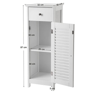 Mobiletto da bagno Valora BBC43WT in MDF bianco, design salvaspazio