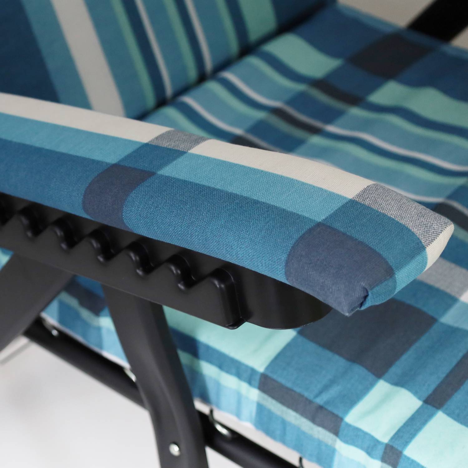 Marvin Poltrona Sdraio da Giardino con Poggiapiedi Barbara Sdraio Reclinabile Regolabile  Cuscino Imbot AZZURRO SCOZZESE