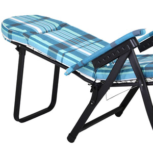 Marvin Poltrona Sdraio da Giardino con Poggiapiedi Barbara Sdraio Reclinabile Regolabile  Cuscino Imbot AZZURRO SCOZZESE