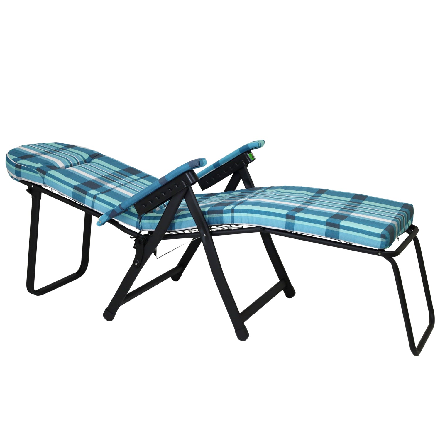 Marvin Poltrona Sdraio da Giardino con Poggiapiedi Barbara Sdraio Reclinabile Regolabile  Cuscino Imbot AZZURRO SCOZZESE