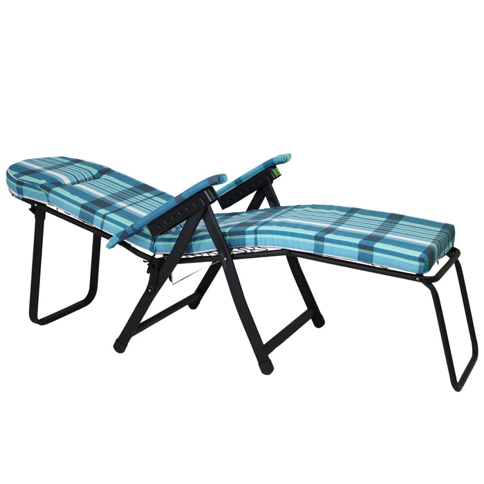 Marvin Poltrona Sdraio da Giardino con Poggiapiedi Barbara Sdraio Reclinabile Regolabile  Cuscino Imbot AZZURRO SCOZZESE