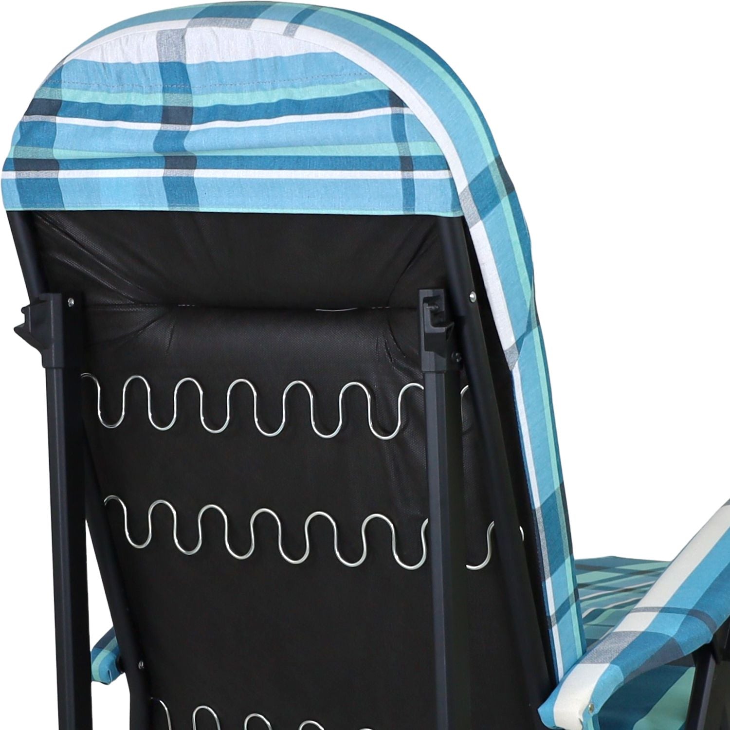 Marvin Poltrona Sdraio da Giardino con Poggiapiedi Barbara Sdraio Reclinabile Regolabile  Cuscino Imbot AZZURRO SCOZZESE