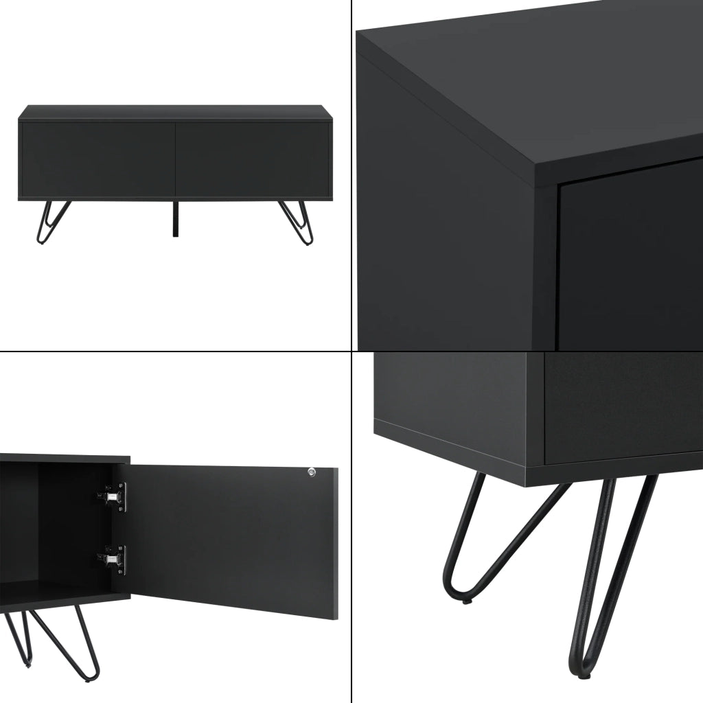 Elegante cassettiera pratico mobile contenitore con 2 ante 47 x 110 x 30 cm nero 03_0006823