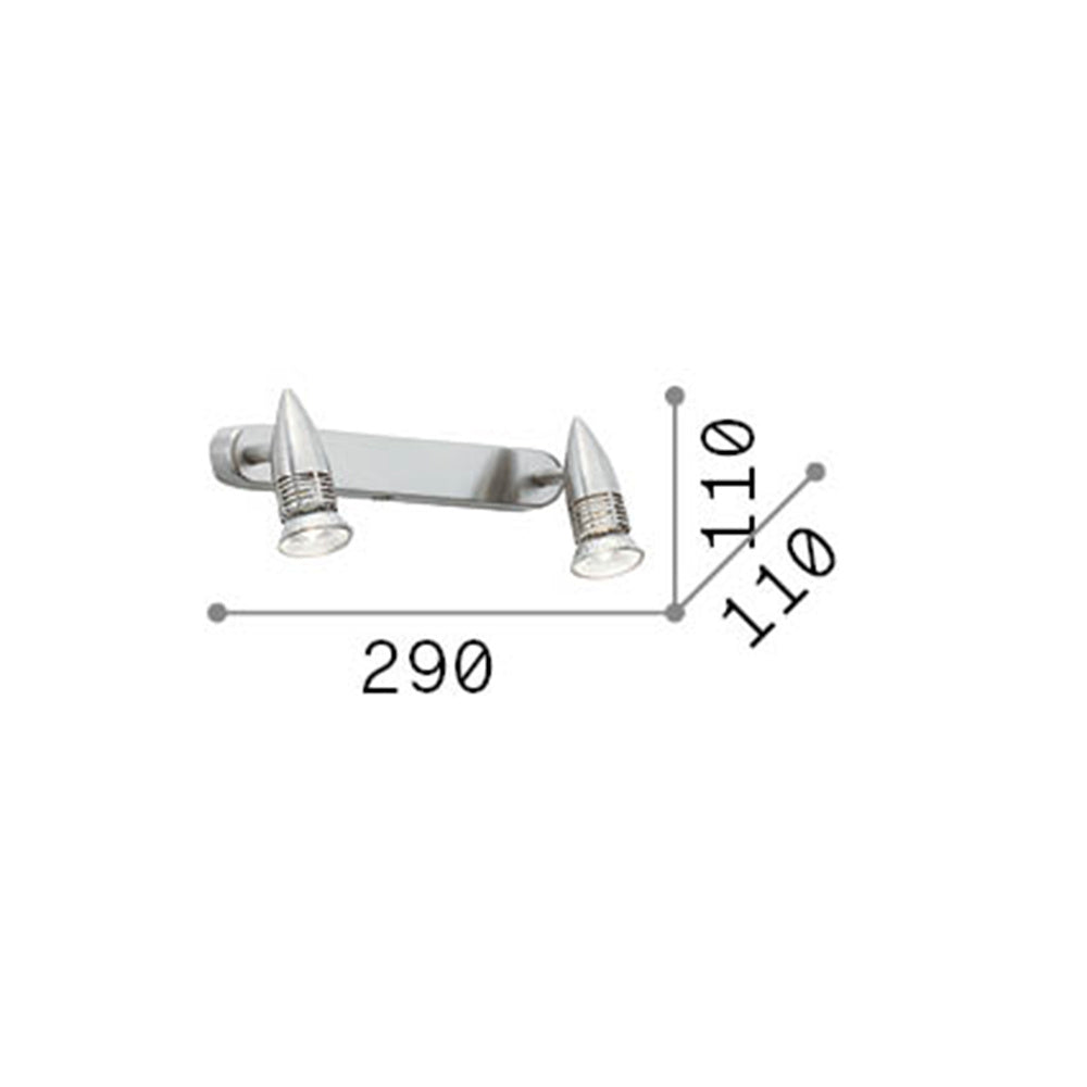 Applique Moderna Alfa Metallo Bianco 2 Luci Gu10 7W 3000K Luce Calda