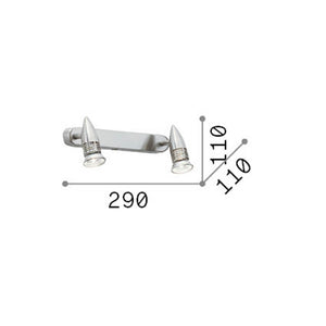 Applique Moderna Alfa Metallo Bianco 2 Luci Gu10 7W 3000K Luce Calda