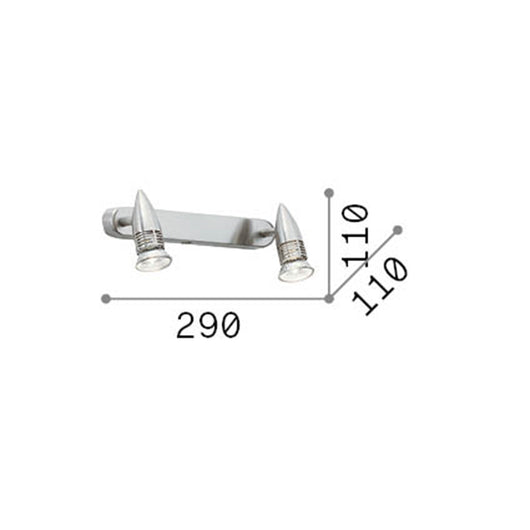 Applique Moderna Alfa Metallo Bianco 2 Luci Gu10 7W 3000K Luce Calda