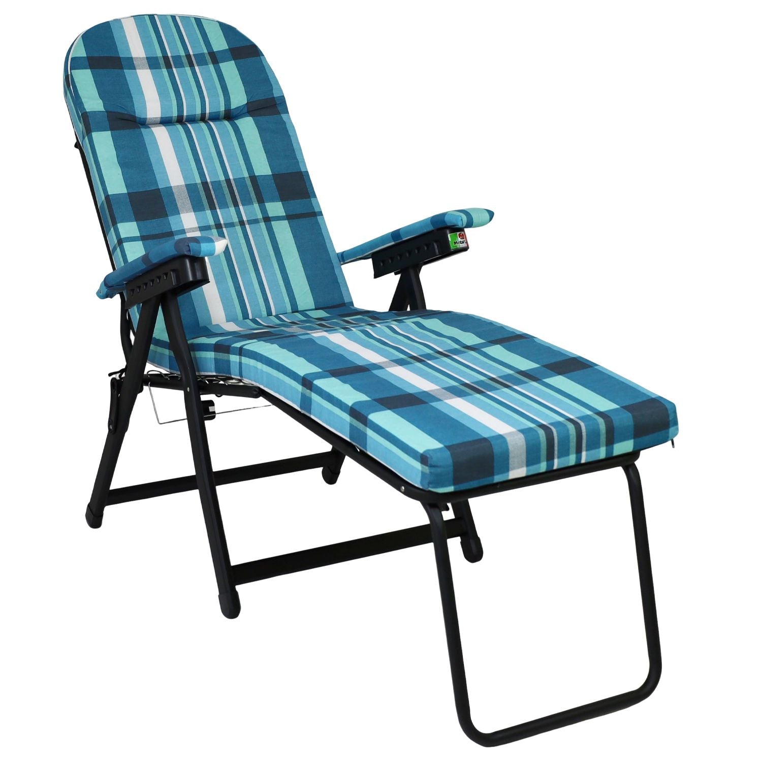 Marvin Poltrona Sdraio da Giardino con Poggiapiedi Barbara Sdraio Reclinabile Regolabile  Cuscino Imbot AZZURRO SCOZZESE