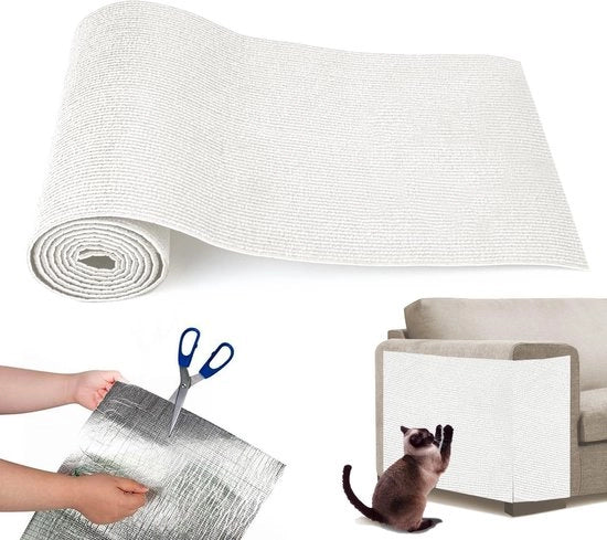 Matto per gatti, foglio di gomma, pannelli autoadesivi per gatti per appendere alla parete, matto 30 x 200 cm, pannelli per gatti snodabili, cartone per gatti, arredamento per gatti, pali e protezione per divano, bianco (bianco)