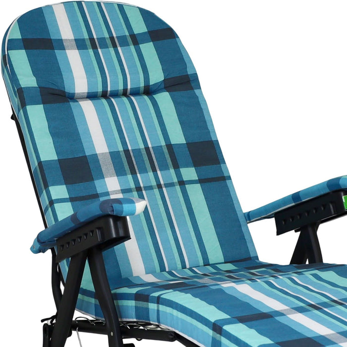 Marvin Poltrona Sdraio da Giardino con Poggiapiedi Barbara Sdraio Reclinabile Regolabile  Cuscino Imbot AZZURRO SCOZZESE