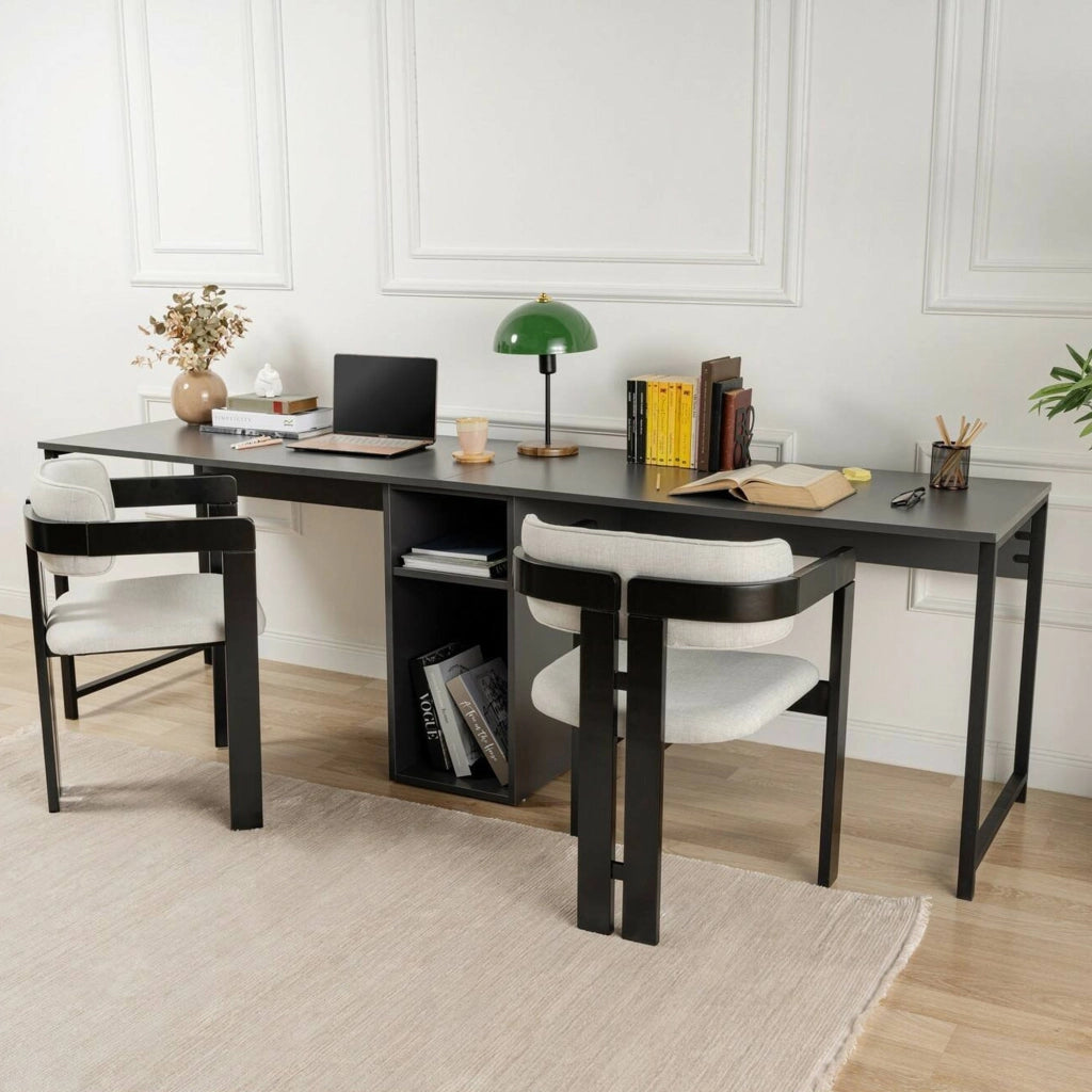 Scrivania Violet, Scrittoio multiuso, Tavolo per ufficio porta PC, Piano di lavoro, 240x60 h74 cm, Antracite