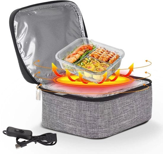Mini forno portatile, sacchetto di riscaldamento USB portatile per cibo, pranzo, per ufficio, casa, autista e conducente di camion, 5V mini borsa di riscaldamento personale, tessuto Oxford, facile da pulire