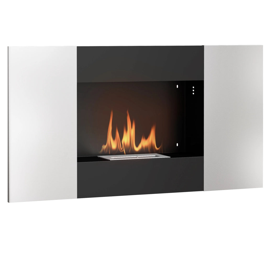 Camino a Bioetanolo da Parete ¨C zephmum ¨C Nero e Argento, Acciaio Inox, 100x15x54 cm