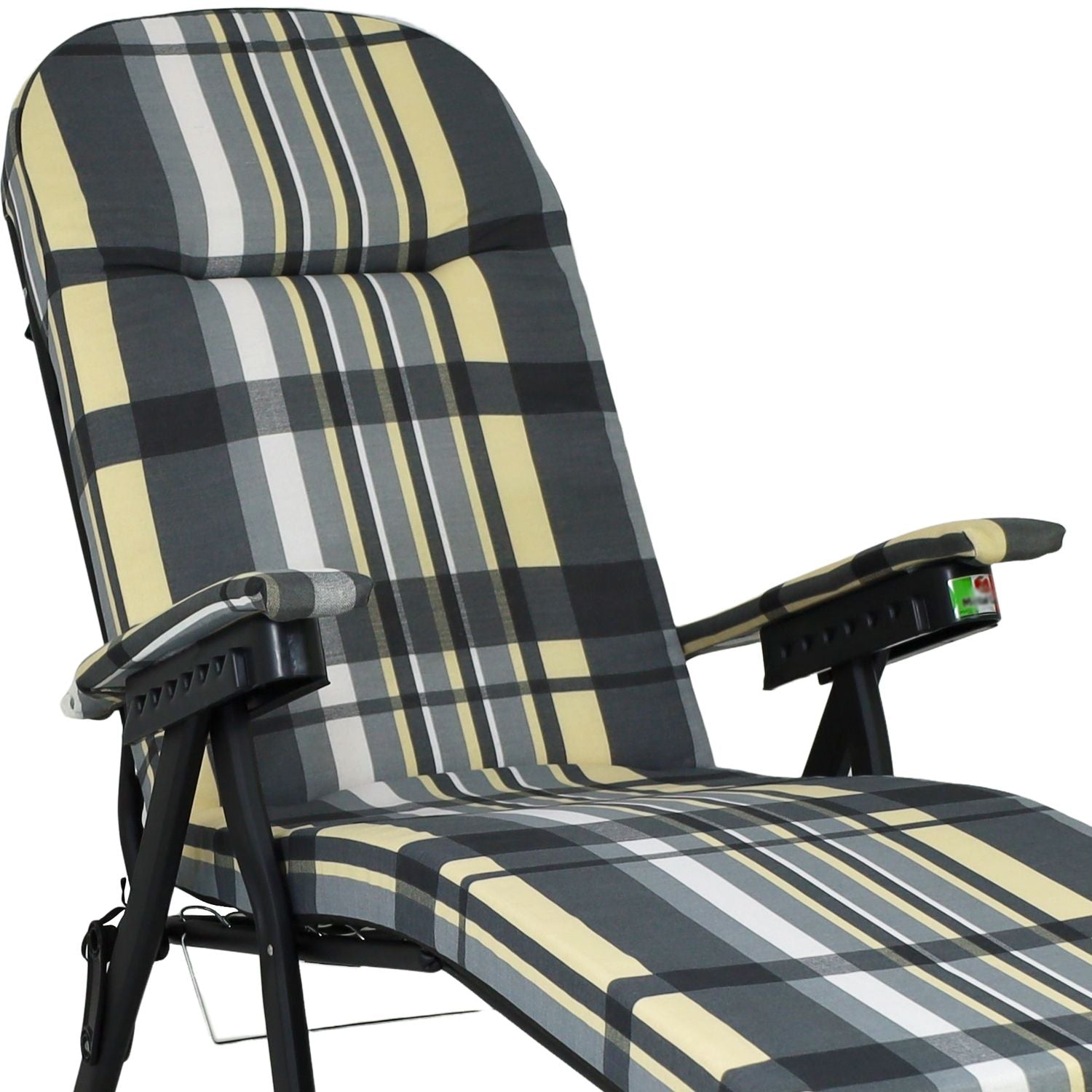 Marvin Poltrona Sdraio da Giardino con Poggiapiedi Barbara Sdraio Reclinabile Regolabile  Cuscino GRIGIO/AVORIO SCOZZESE