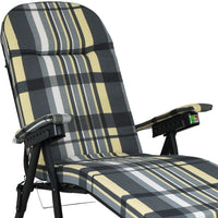 Marvin Poltrona Sdraio da Giardino con Poggiapiedi Barbara Sdraio Reclinabile Regolabile  Cuscino GRIGIO/AVORIO SCOZZESE