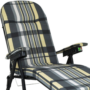 Marvin Poltrona Sdraio da Giardino con Poggiapiedi Barbara Sdraio Reclinabile Regolabile  Cuscino GRIGIO/AVORIO SCOZZESE