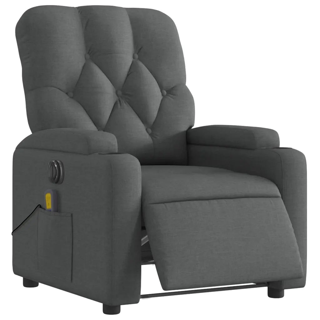 Divano Sedia-Poltrona Reclinabile Massaggio Elettrica Grigio Scuro Tessuto 491127