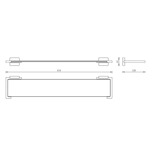 Mesola da bagno serie cubo con ripiano in vetro satinato - fissaggio ad incollo o con viti