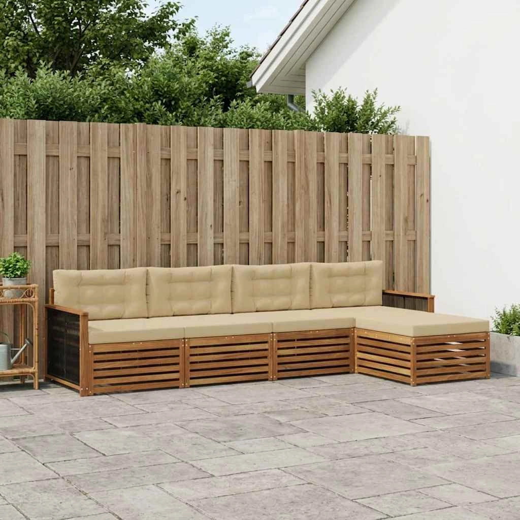 Set di divani da esterno 5 pz Naturale e Beige 3383236