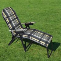 Marvin Poltrona Sdraio da Giardino con Poggiapiedi Barbara Sdraio Reclinabile Regolabile  Cuscino GRIGIO/AVORIO SCOZZESE