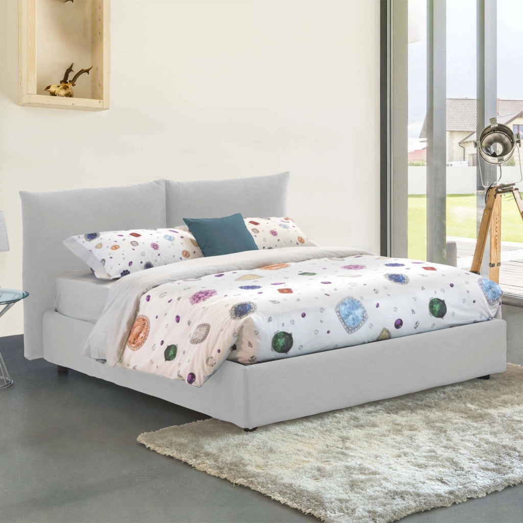 Letto Matrimoniale Aghineo, Letto Matrimoniale Sfoderabile Made in Italy, Bianco