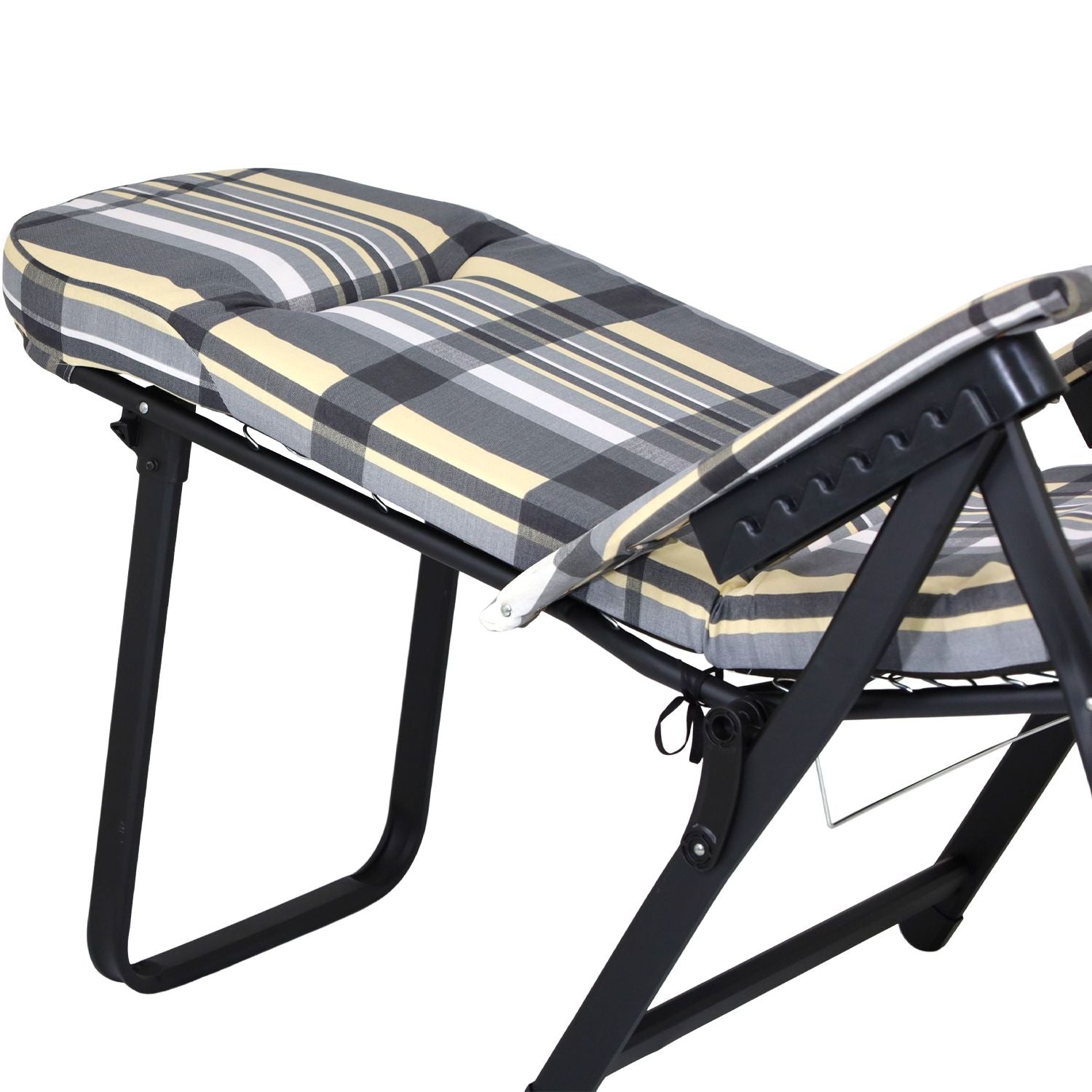 Marvin Poltrona Sdraio da Giardino con Poggiapiedi Barbara Sdraio Reclinabile Regolabile  Cuscino GRIGIO/AVORIO SCOZZESE