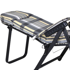 Marvin Poltrona Sdraio da Giardino con Poggiapiedi Barbara Sdraio Reclinabile Regolabile  Cuscino GRIGIO/AVORIO SCOZZESE