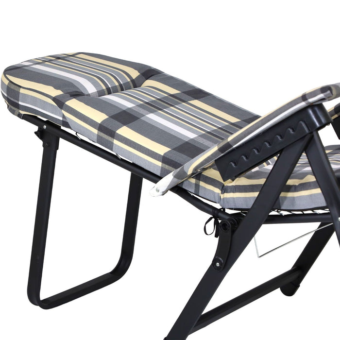 Marvin Poltrona Sdraio da Giardino con Poggiapiedi Barbara Sdraio Reclinabile Regolabile  Cuscino GRIGIO/AVORIO SCOZZESE