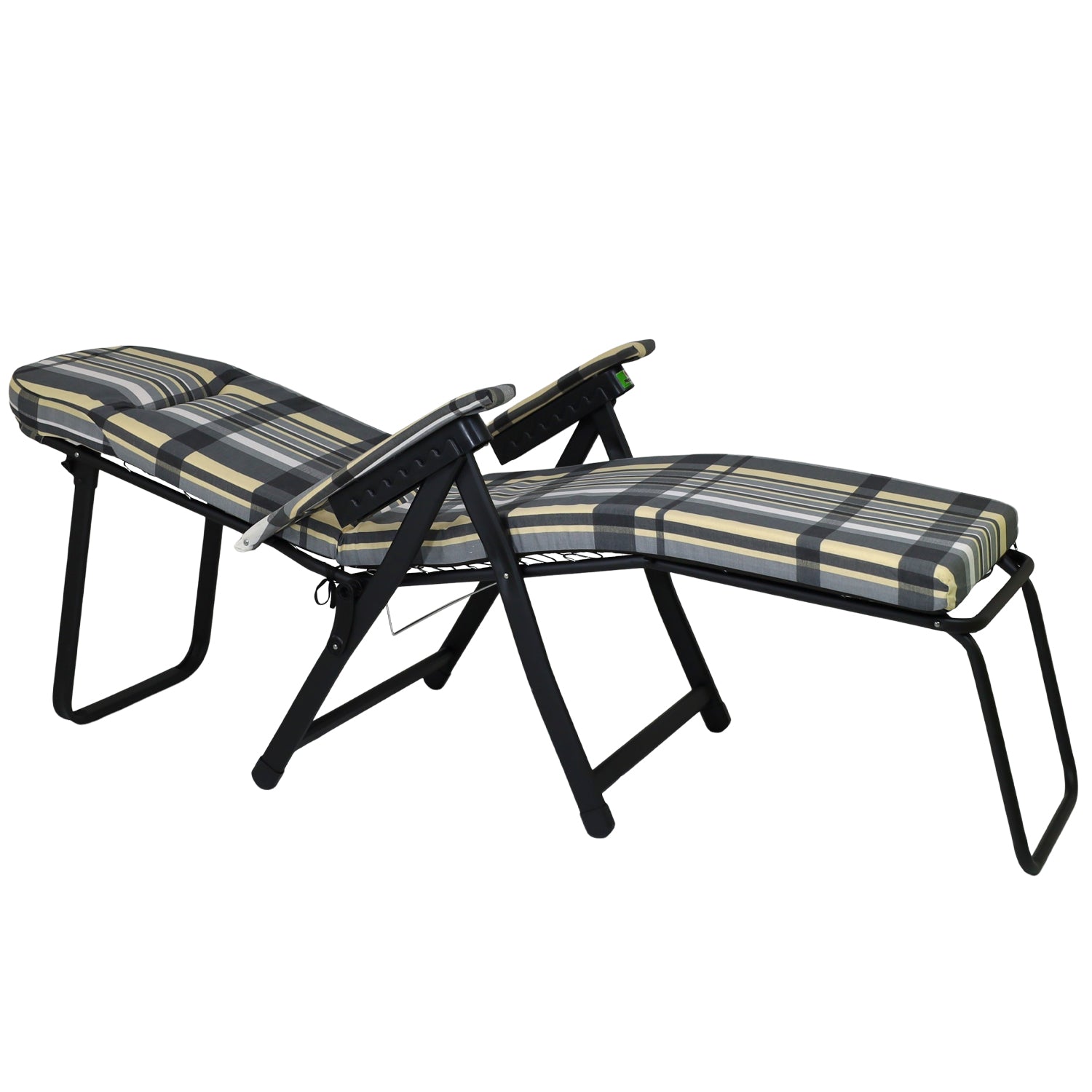 Marvin Poltrona Sdraio da Giardino con Poggiapiedi Barbara Sdraio Reclinabile Regolabile  Cuscino GRIGIO/AVORIO SCOZZESE