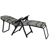 Marvin Poltrona Sdraio da Giardino con Poggiapiedi Barbara Sdraio Reclinabile Regolabile  Cuscino GRIGIO/AVORIO SCOZZESE