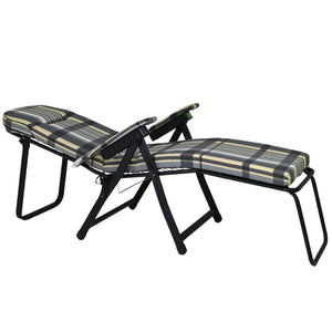 Marvin Poltrona Sdraio da Giardino con Poggiapiedi Barbara Sdraio Reclinabile Regolabile  Cuscino GRIGIO/AVORIO SCOZZESE