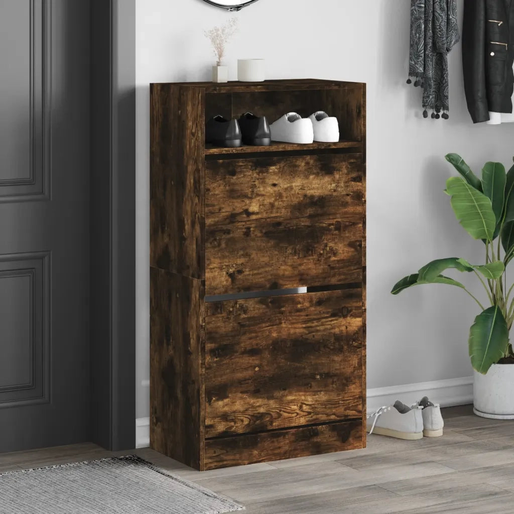 Scarpiera | Mobile per scarpe Rovere Fumo 60x34x116 cm in Legno Multistrato