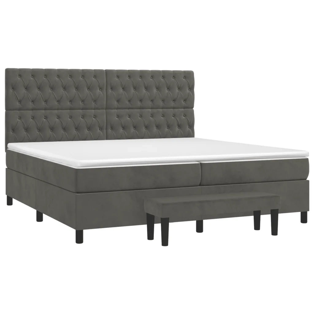 Giroletto a Molle con Materasso Grigio Scuro 200x200 cm Velluto 3138044