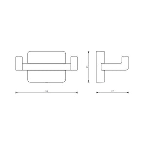 Portabito serie cubo da bagno con due appendini - fissaggio ad incollo o con viti