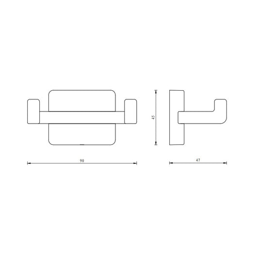 Portabito serie cubo da bagno con due appendini - fissaggio ad incollo o con viti