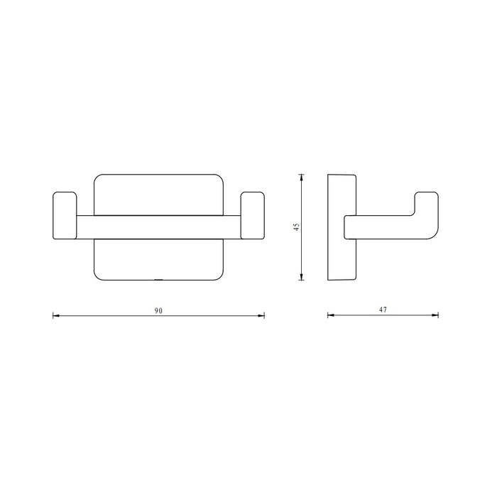 Portabito serie cubo da bagno con due appendini - fissaggio ad incollo o con viti