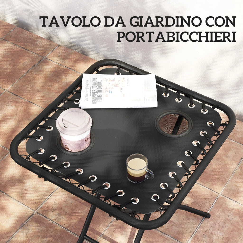 Set 2 Sedie Sdraio a Gravit¨¤ Zero Pieghevoli con Schienale Regolabile e Tavolino, Nero