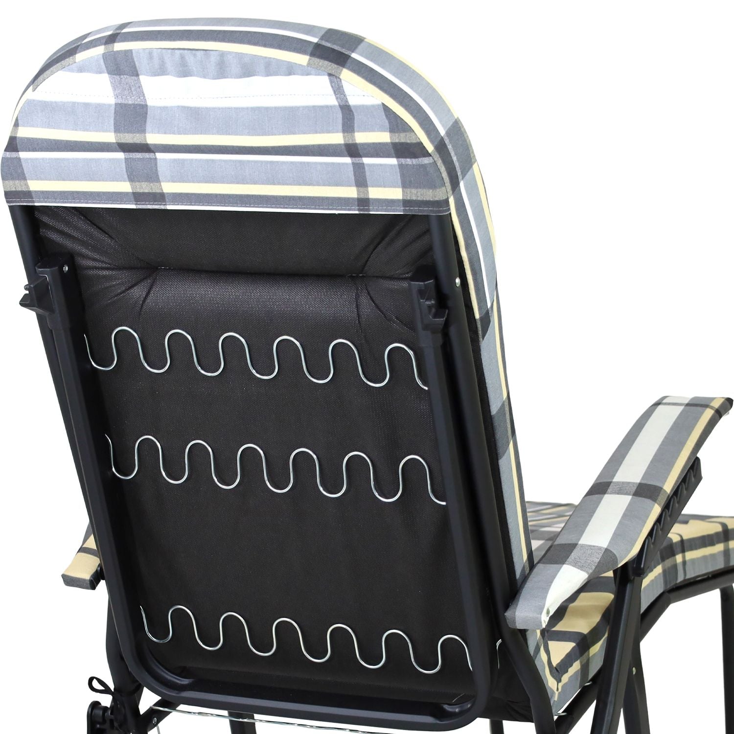 Marvin Poltrona Sdraio da Giardino con Poggiapiedi Barbara Sdraio Reclinabile Regolabile  Cuscino GRIGIO/AVORIO SCOZZESE